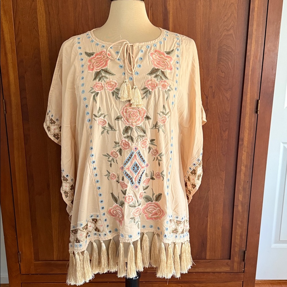Chico’s Rose Embroidered Poncho - Picture 2 of 7